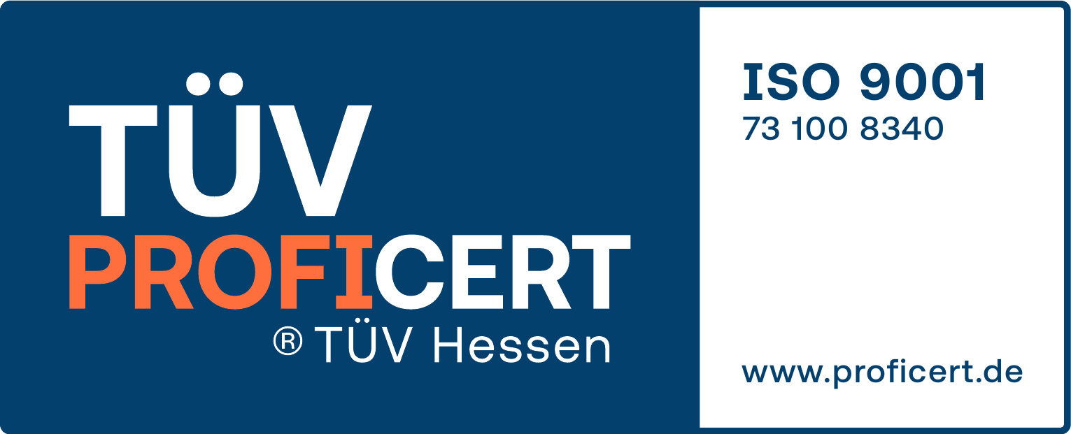 TÜV Hessen ISO 9001 — certificate 73 100 8340